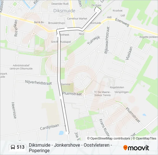 513 Bus Line Map
