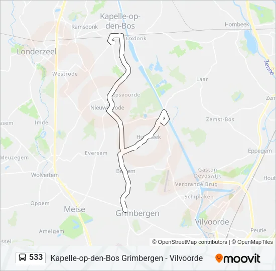 533 Bus Line Map