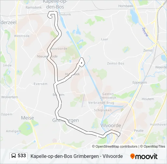 533 Bus Line Map
