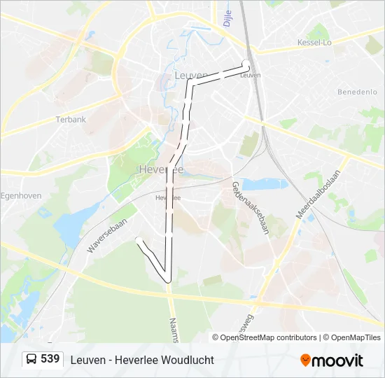 Bus 539 lijnkaart