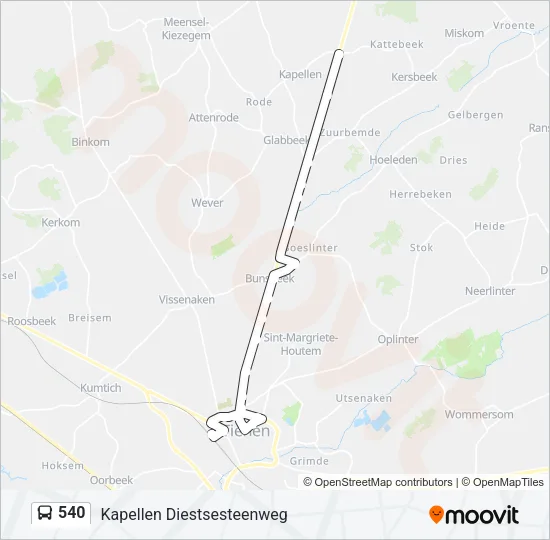 Bus 540 lijnkaart