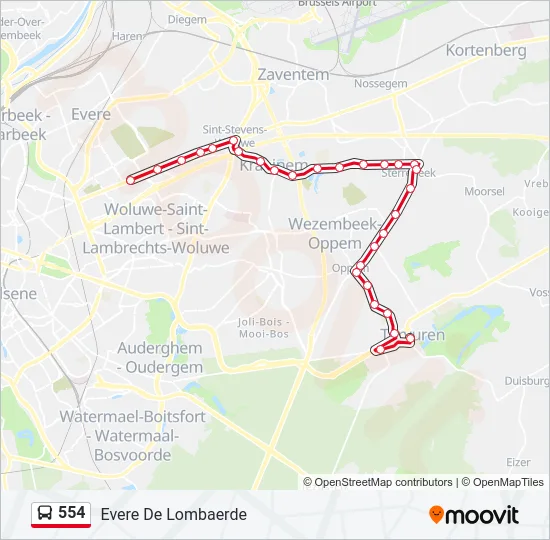 554 Bus Line Map