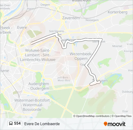 554 Bus Line Map