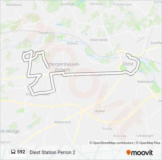592 Bus Line Map