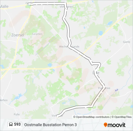 593 Bus Line Map