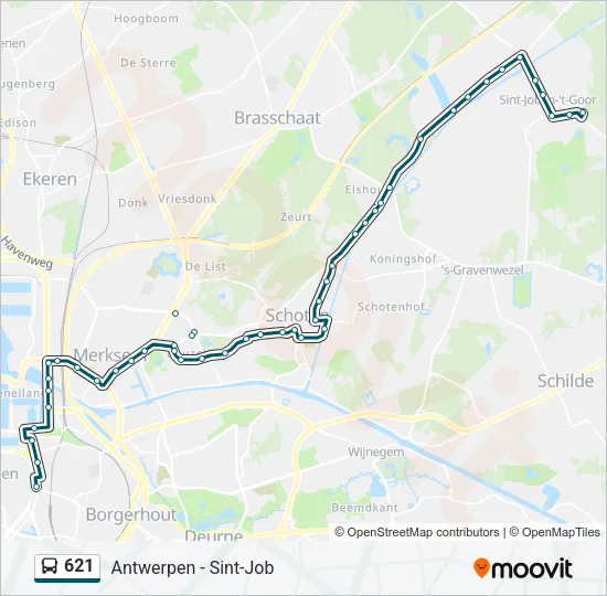 621 Bus Line Map