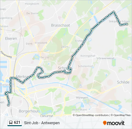 621 Bus Line Map
