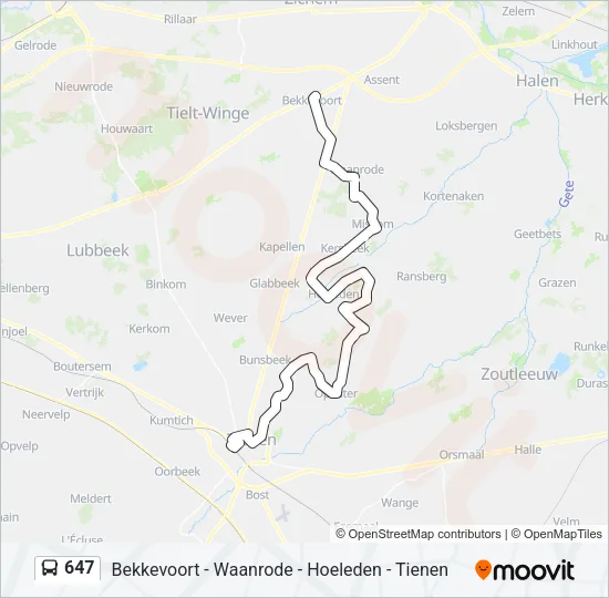 647 Bus Line Map