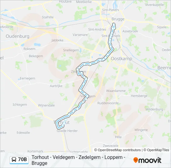 Plan de la ligne 70B de bus