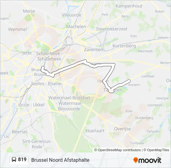 Plan de la ligne 819 de bus