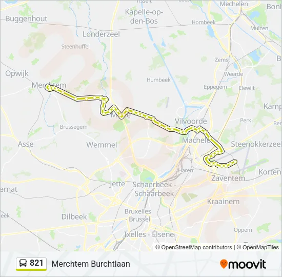 821 Bus Line Map