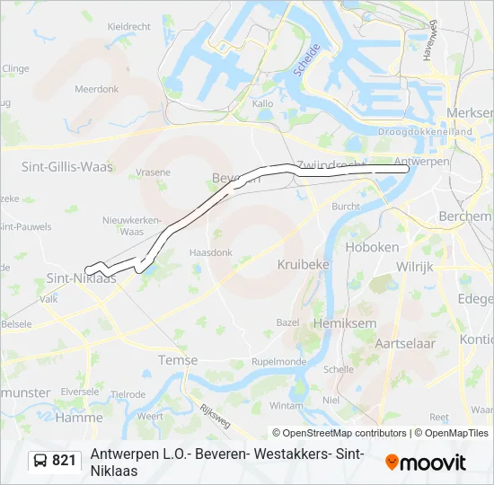 821 Bus Line Map