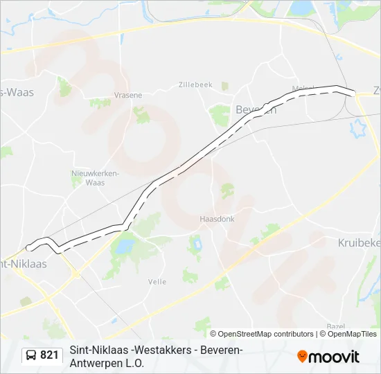 821 Bus Line Map
