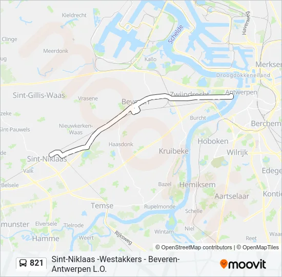 821 Bus Line Map