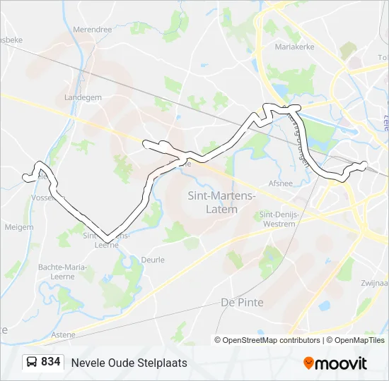 834 Bus Line Map