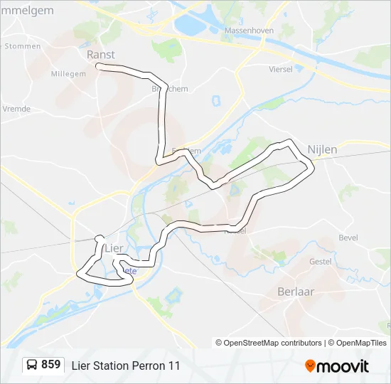 Bus 859 lijnkaart