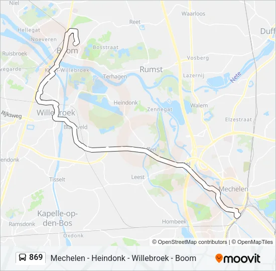 869 Bus Line Map