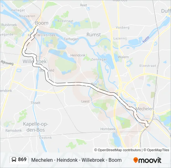 869 Bus Line Map