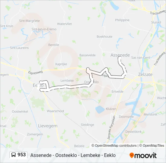 953 Bus Line Map