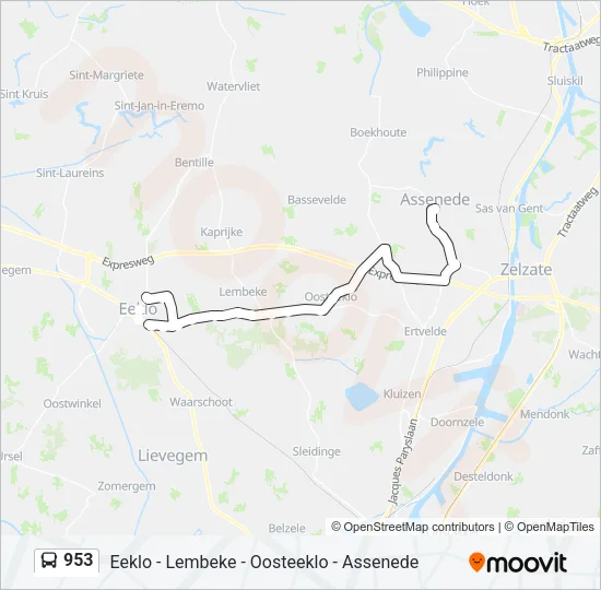 953 Bus Line Map