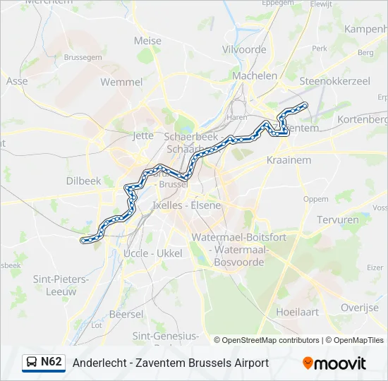 N62 Bus Line Map