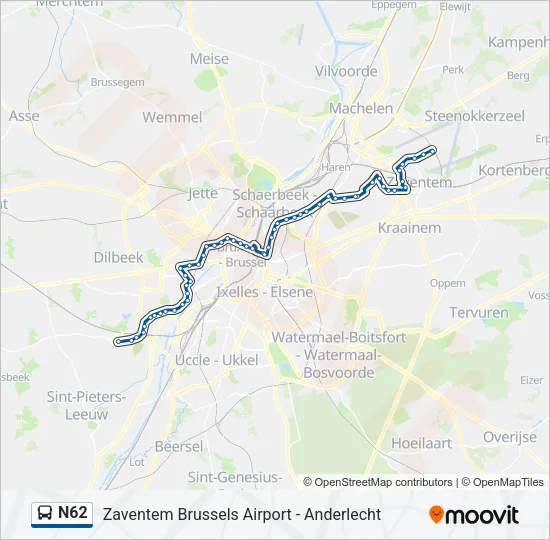 N62 Bus Line Map