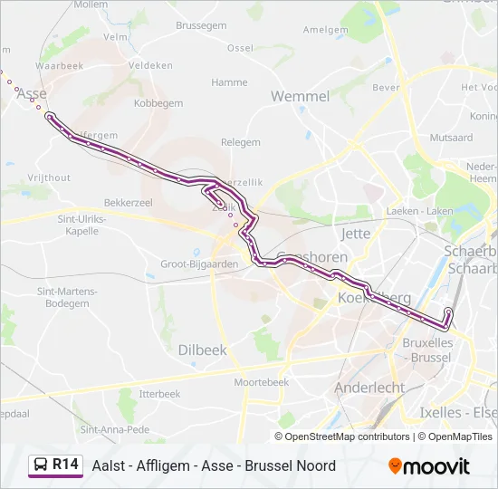 R14 Bus Line Map