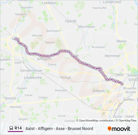 R14 Bus Line Map