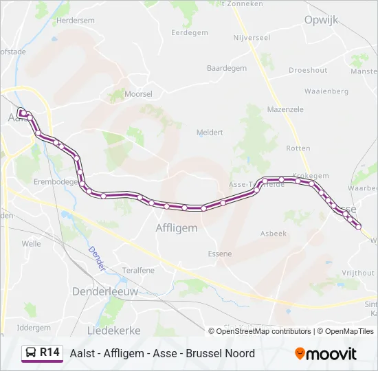 R14 Bus Line Map
