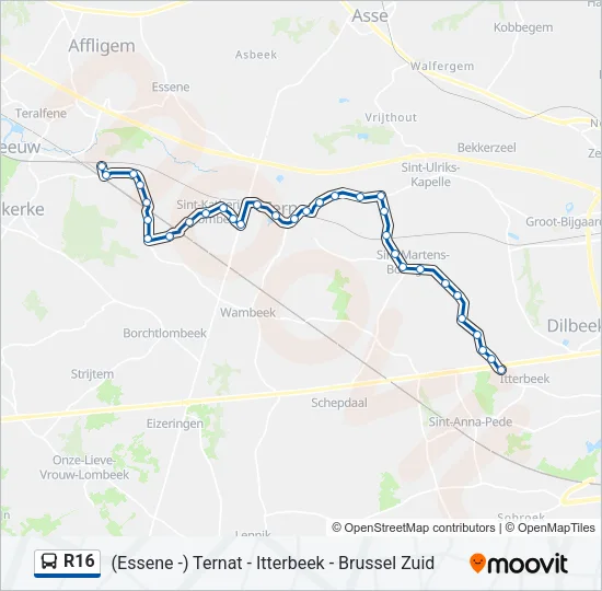 R16 Bus Line Map