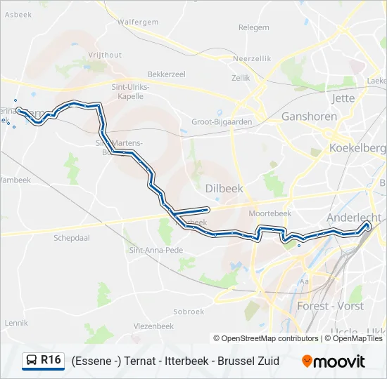 R16 Bus Line Map