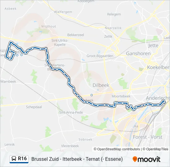R16 Bus Line Map