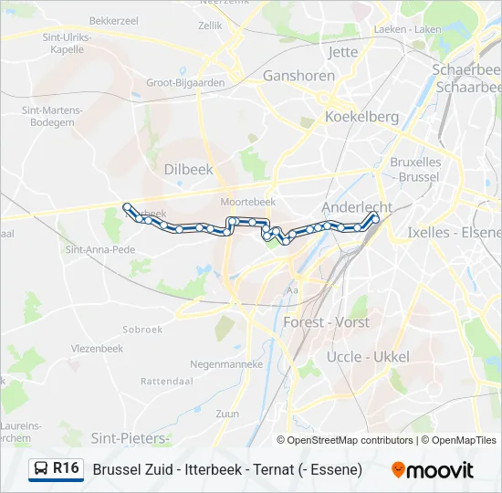 R16 Bus Line Map