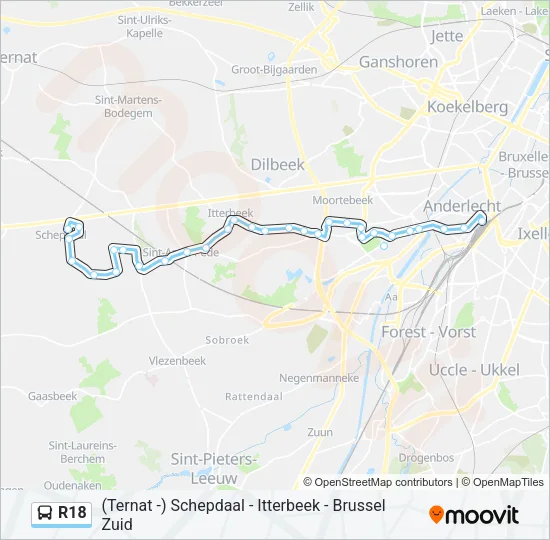 R18 Bus Line Map