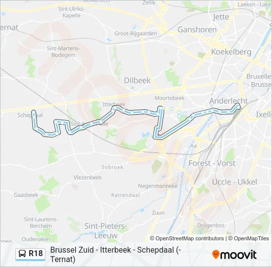 R18 Bus Line Map
