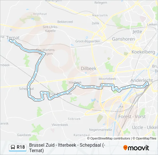R18 Bus Line Map