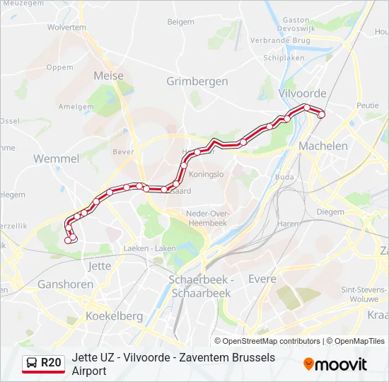 R20 Bus Line Map