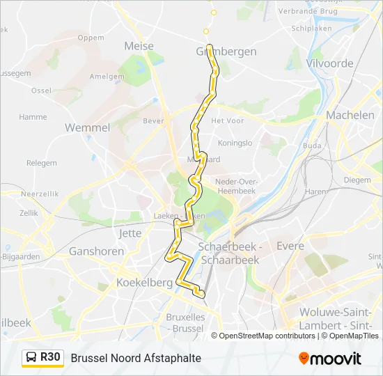 R30 Bus Line Map
