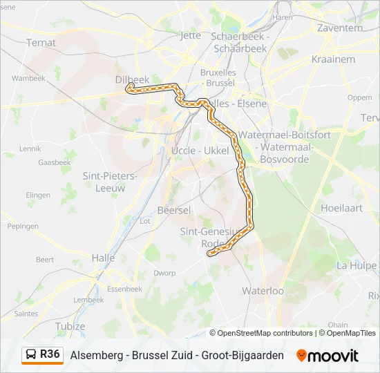 R36 Bus Line Map