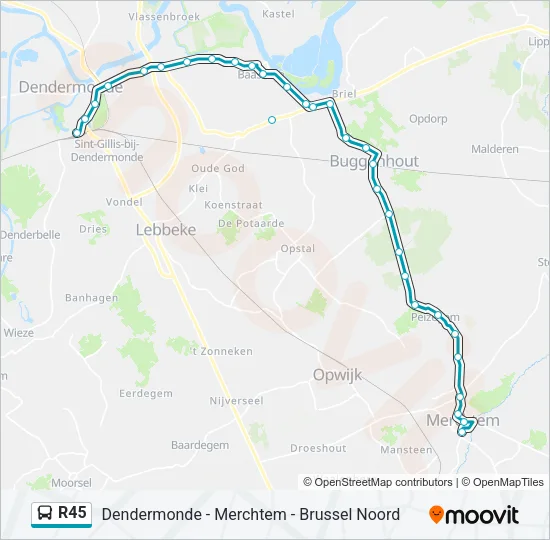R45 Bus Line Map