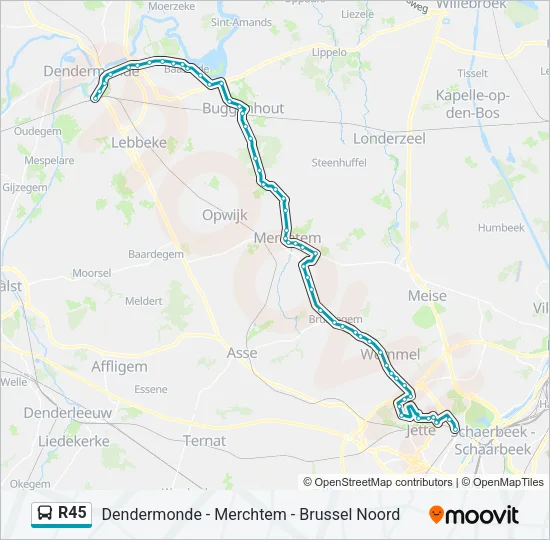 R45 Bus Line Map