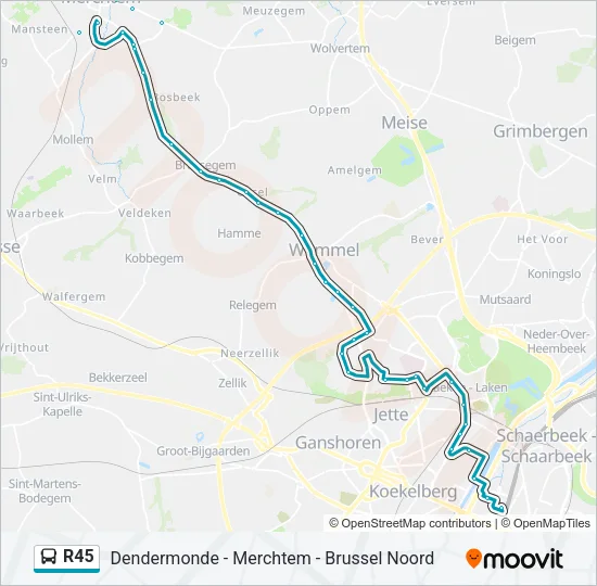 R45 Bus Line Map