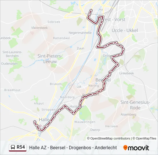 R54 Bus Line Map