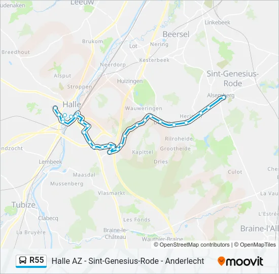 R55 Bus Line Map