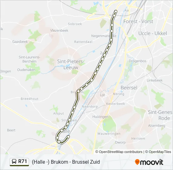 R71 Bus Line Map