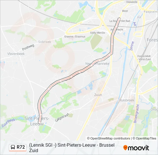 R72 Bus Line Map