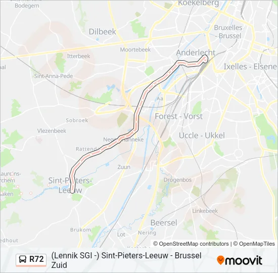 R72 Bus Line Map