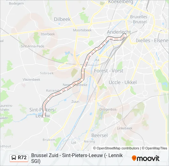 R72 Bus Line Map