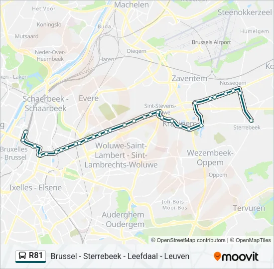 Bus R81 lijnkaart