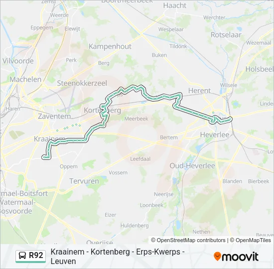 R92 Bus Line Map
